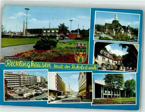 Recklinghausen 1972 Hauptbahnhof Rathaus Engelsburg Geschäft Löhrhof Schumburgstrasse