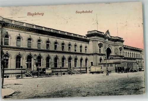 Magdeburg 1910 Hauptbahnhof Pferdekutschen