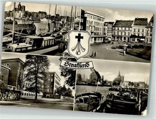 Stralsund 1965 Hafen Marktplatz Krankenhaus Wappen