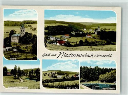 57614 W5231 Niederwambach - Kirche Forsthaus Lichterthal Schwimmbad