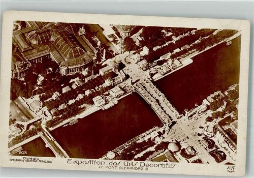 Paris Fliegeraufnahme Ausstellung des Arts Decoratifs Le Pont Alexandre III