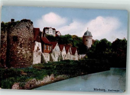 Warburg 1918 Historische Stadtmauer mit Türmen Feldpost WK I