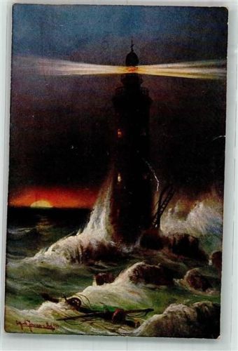 Eddystone im engl. Kanal sign. Alfred Jensen Stroefer Serie 1236 / 4