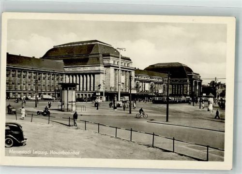 Leipzig Hauptbahnhof Litfaßsäule Straßenbahn FOTO AK