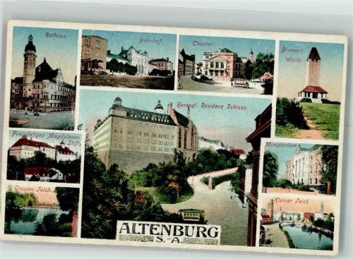 Altenburg 1918 Schloss Rathaus Bahnhof Theater