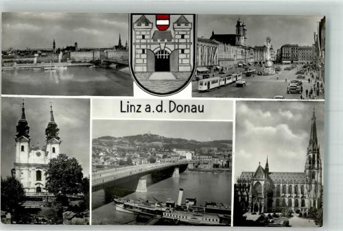 Linz Wappen Straßenbahn Denkmal Krche Dampfschiff Auto