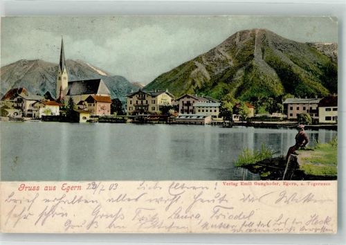 Rottach-Egern 1903 Tegernsee mit der St. Laurentius Kirche Verlag Emil Ganghofer