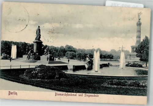 Tiergarten 1906 Siegessäule und Bismarckdenkmal auf dem Königsplatz
