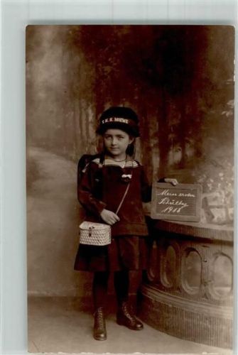 1918 Kind Ranzen Schultafel