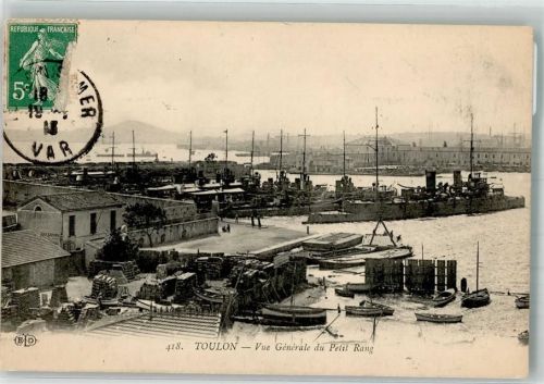 Toulon 1913 Hafen Briefmarke Bildseite