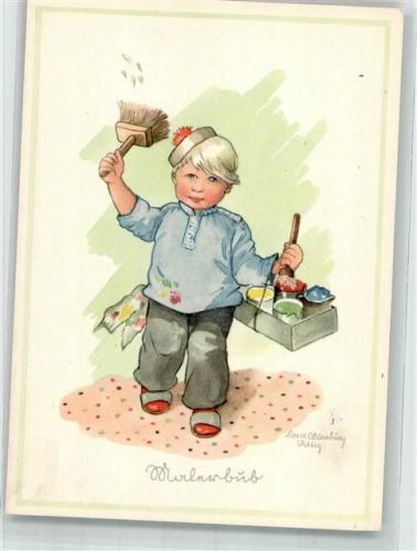 sign. Lotte Oldenburg Wittig Malerbub Pinsel und Farben Verlag Schwerdtfeger