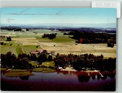 Kühnhausen Fliegeraufnahme von Badestrand und Gasthaus Seewirt am Waginger See Foto Original aus Archiv eines Ansichtskartenverlags Ort handschriftlich