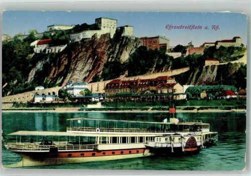 Koblenz Raddampfer Blick auf Ehrenbreitstein