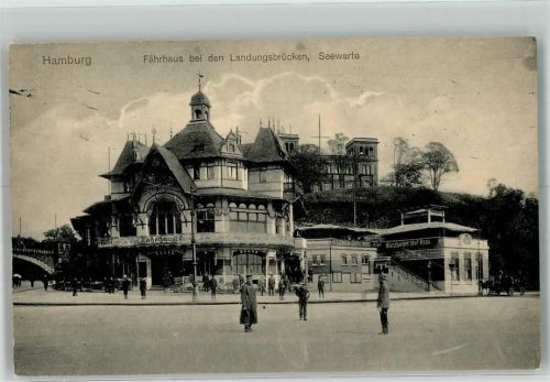 Hamburg 1913 Gasthaus Fährhaus be den Landungsbrücken Seewarte
