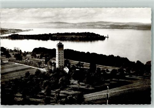 Konstanz Fliegeraufnahme Jugendherberge Otto-Moericke-Turm u. Blick a.d. Insel Mainau