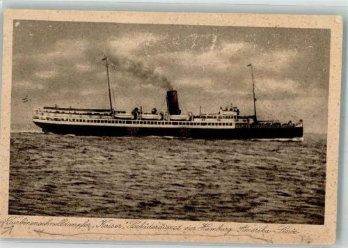 Schnelldampfer Kaiser Hamburg-Amerika Linie + Borstempel 1925