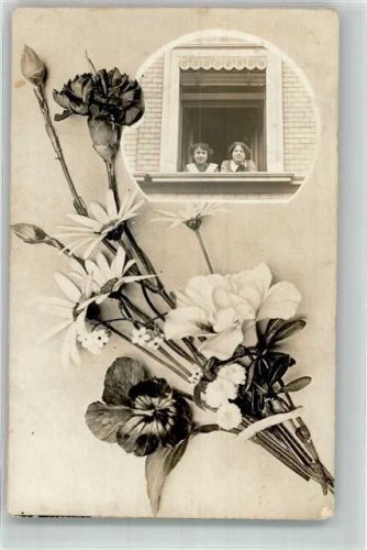 Leipzig 1921 Blumen Frauen am Fenster Ort lt. Fotograf