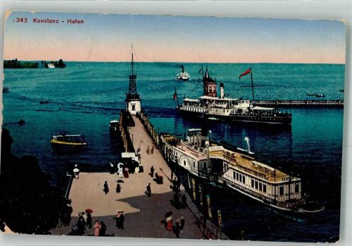 Konstanz 1916 Hafen Raddampfer Überwachungsstelle XIV. A. K.