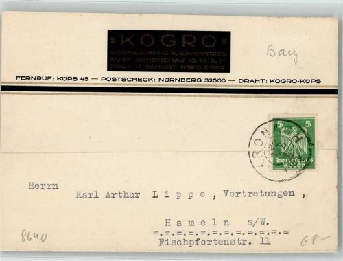 Küps 1926 Handlung KOGRO Kurt Schemen Geschäftskorrespondenz