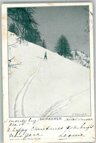 1904 sign. Tanner, Simon Skifahrer im Winter