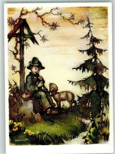 Kleiner Junge spielt für ein Schaf auf der Flöte Verlag Josef Müller Nr. 5679