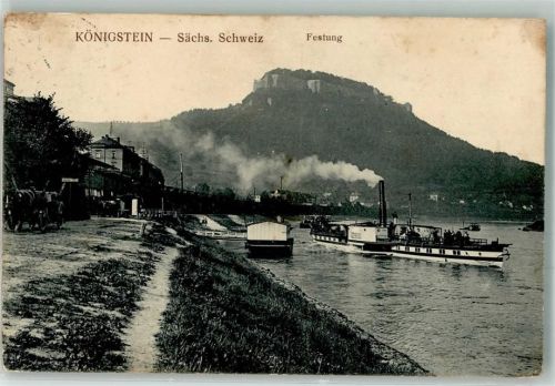 Königstein 1918 Burg Festung Raddampfer