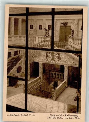 Wiesbaden Selktkellerei Henkell Kellereingang Majolika Relief von Fritz Behn