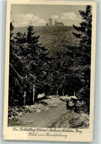 Fichtelberg 1938 mit Fichtelberghaus und Turm des Deutscher Wetterdienst Hüttenstempel