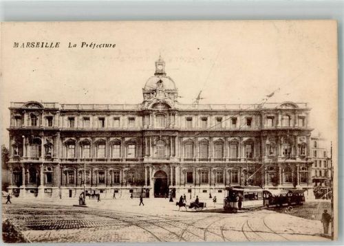 13000 Marseille Foto AK Justizgebäude La Préfecture Straßenbahn