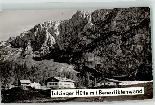 Tutzingerhütte Berggasthaus mit Benediktenwand Foto Original aus Archiv eines Ansichtskartenverlags