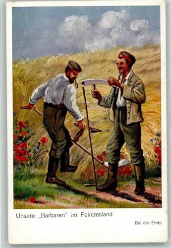 Unsere Barbaren im Feindesland Erntehelfer Sense