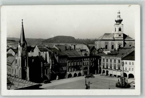 Trutnov 1935 Kirche Denkmal Säule Geschäft