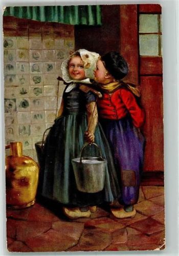 1910 Kinder Holzschuhe Wasserträgerin