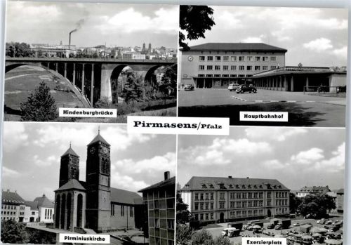 Pirmasens Hindenburgbrücke, Hauptbahnhof, Exerxierplatz, Priminiuskirche