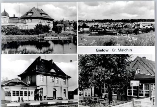 17139 O2041 Gielow - Dorfteich, Ortsansicht, Bahnhof, Café