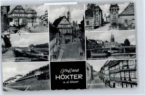 Höxter Dechanei, Rathaus, Schloß Corvey, Kirche, Ortsansicht, Weserbergland Klinik