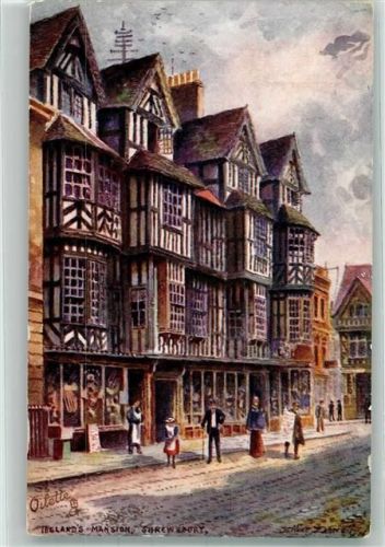 1909 Oilette Picturesque Shropshire Postcard 7695 Irnand`s Mansion