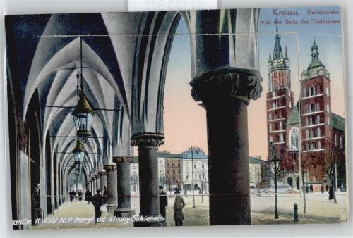 Krakau Leporello, Blick von der Seite des Tuchhauses auf Marienkirche