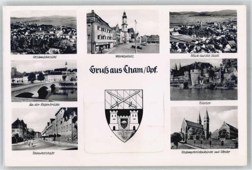 Cham Teilansichten, Regenbrücke, Bahnhofstrasse, Marktplatz