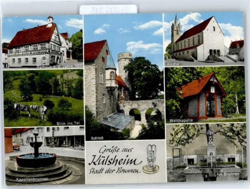Külsheim Rathaus, Kirche, Schloß, Waldkapelle, Blick ins Tal, Kapellenbrunnen, Am Brunnen