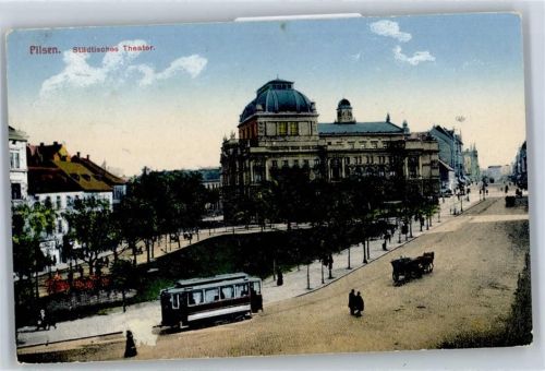 Plzen Städtisches Theater Straßenbahn