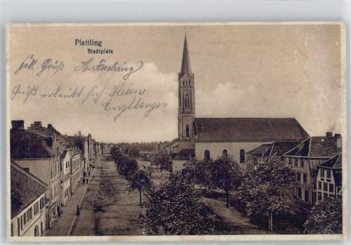 94447 W8350 Plattling - Stadtplatz, Kirche