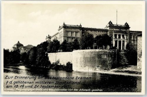 34117 W3500 Kassel , Hess - Blick von der Altstadt auf Regierungsgebäude, Staatstheater, Zur Erinnerung an bestandenes Examen für den gehobenen mittleren Staatsdienst 1917