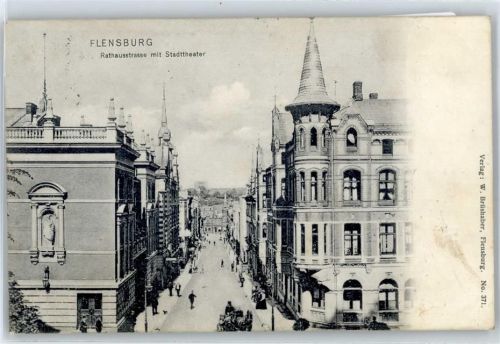24937 W2390 Flensburg - Rathausstraße mit Stadttheater