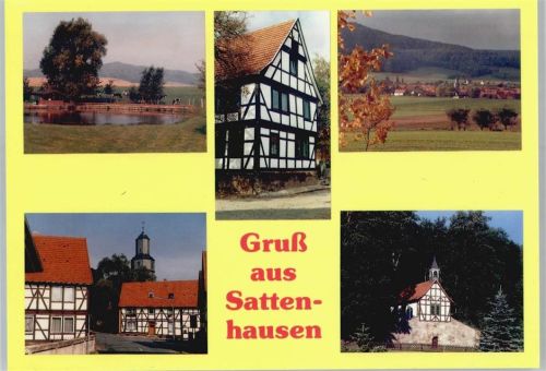 37130 W3407 Sattenhausen - Teilansicht, Kapelle, Fachwerkhaus
