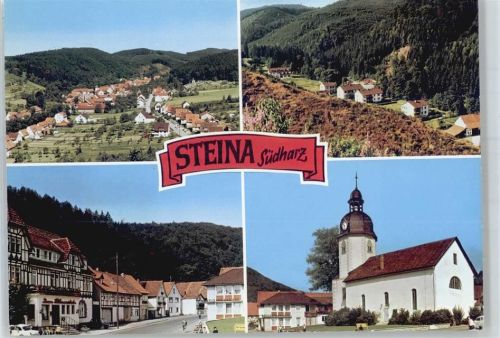 37441 W3423 Steina , Südharz - Teilansicht, Kirche, Ortspartie