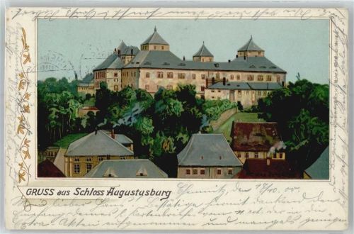09573 O9382 Augustusburg Lithographie Schloß, Künstlerkarte Max Dutzauer