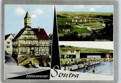 36205 W6443 Sontra - Rathaus, Mittelpunktschule, Schwimmbad