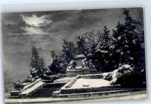 Basel Winternacht St. Jacob Denkmal