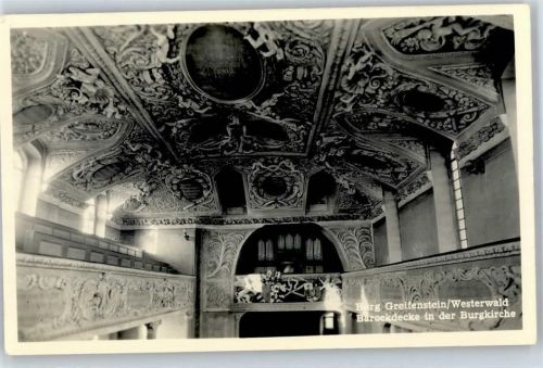 Greifenstein Burg Barockdecke in der Burgkirche Notopfer Bahnpost Köln